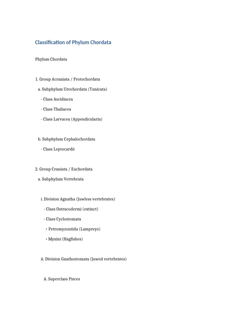 Classification of Phylum Chordata | PDF