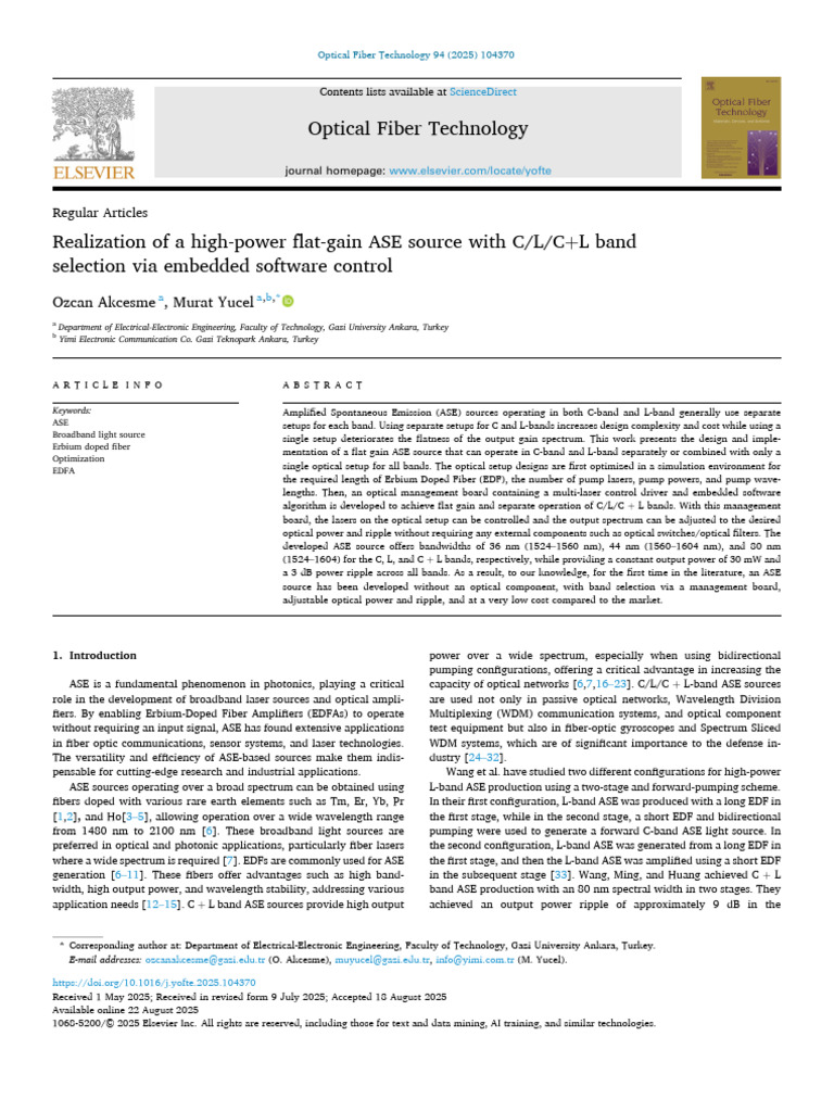 High-Power Flat-Gain ASE Source Design | PDF | Fiber Optic ...