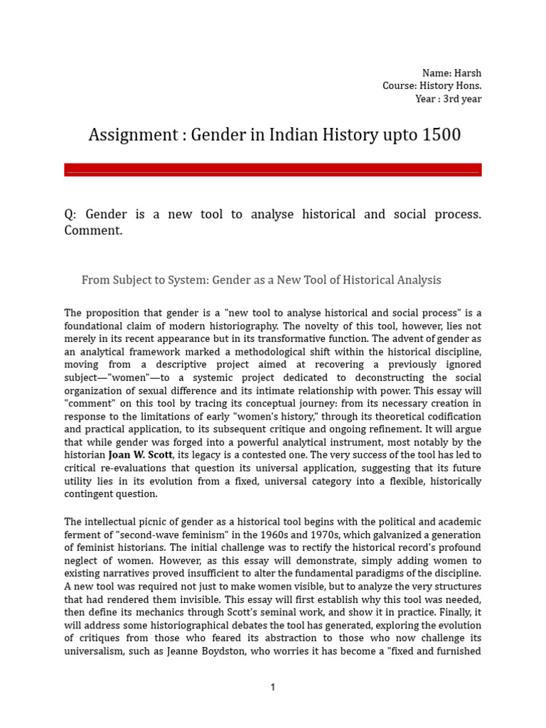 Gender Analysis in Indian History | PDF | Gender | Gender Studies