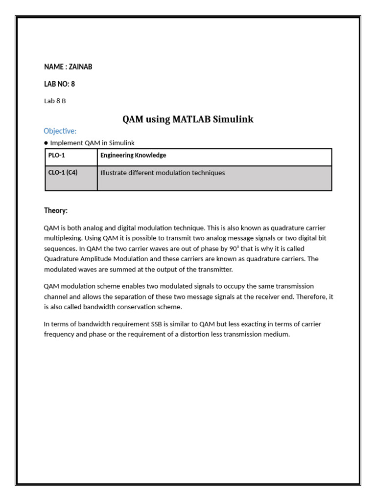 QAM Modulation Implementation in Simulink | PDF