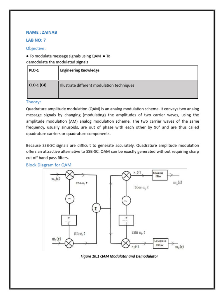 QAM Modulation and Demodulation Lab | PDF