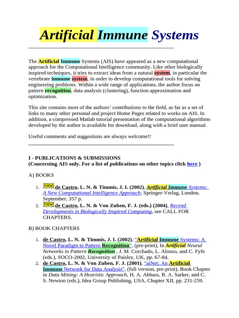 Artificial Immune Systems | PDF | Artificial Intelligence ...