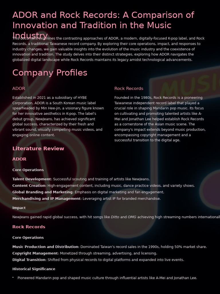 ADOR vs. Rock Records: Music Industry Insights | PDF