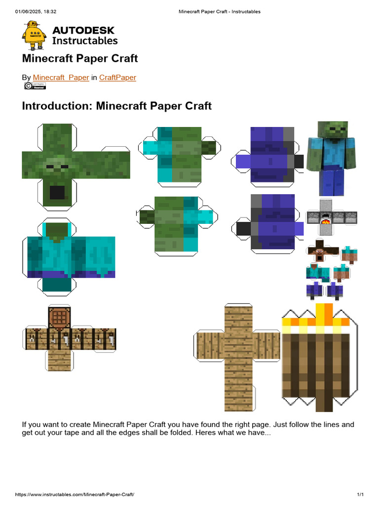 Minecraft Paper Craft - Instructables | PDF