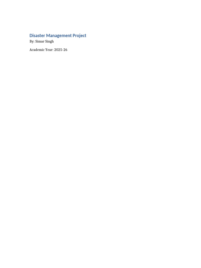 Disaster Management Project Overview | PDF
