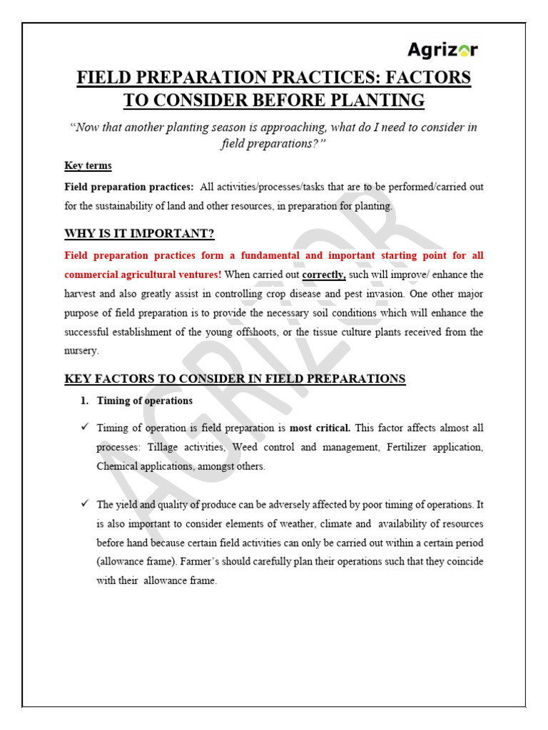 Essential Field Prep Tips for Planting | PDF | Weed | Agriculture