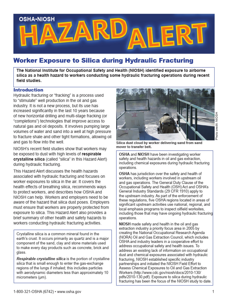 Silica Hazards in Hydraulic Fracturing | PDF | Occupational Safety And Health Administration ...