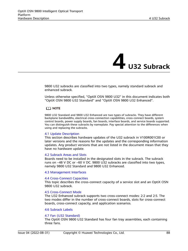 OptiX OSN 9800 U32 Subrack Overview | PDF | Optics | Computer Hardware
