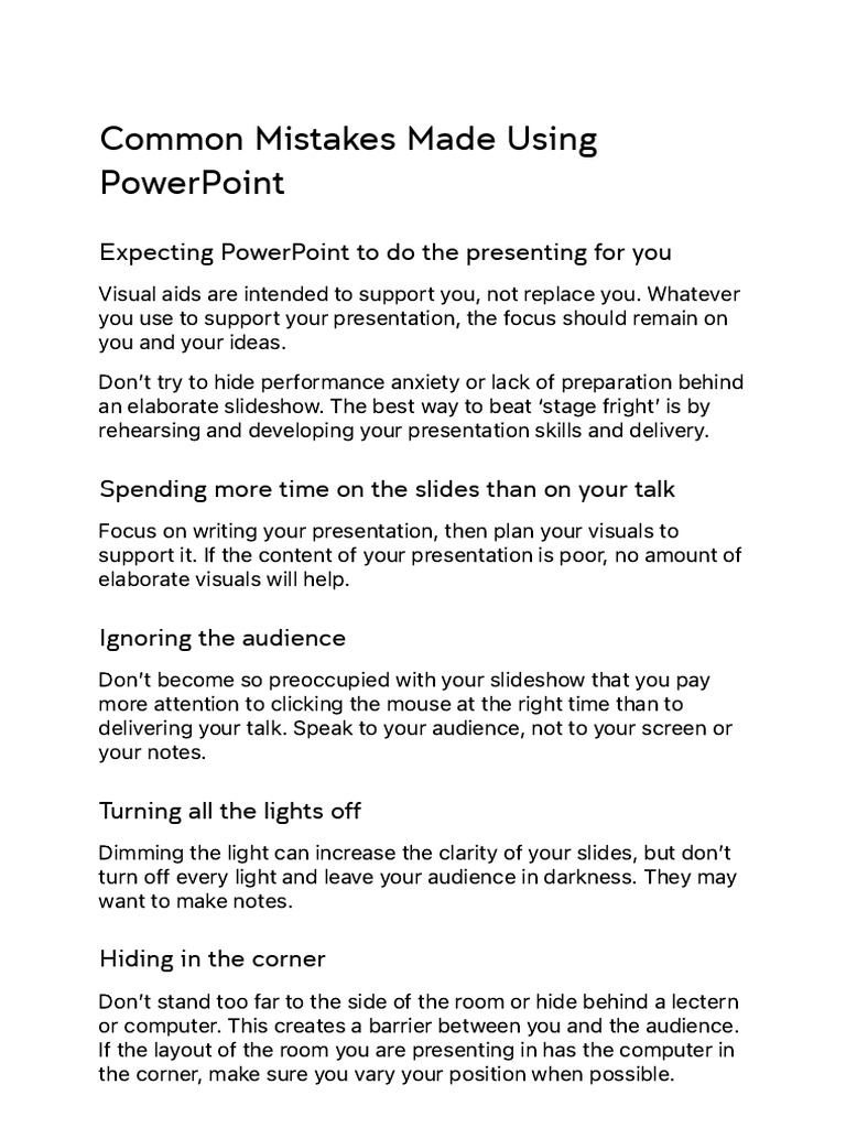 Common Mistakes Made Using PowerPoint - UNSW | PDF