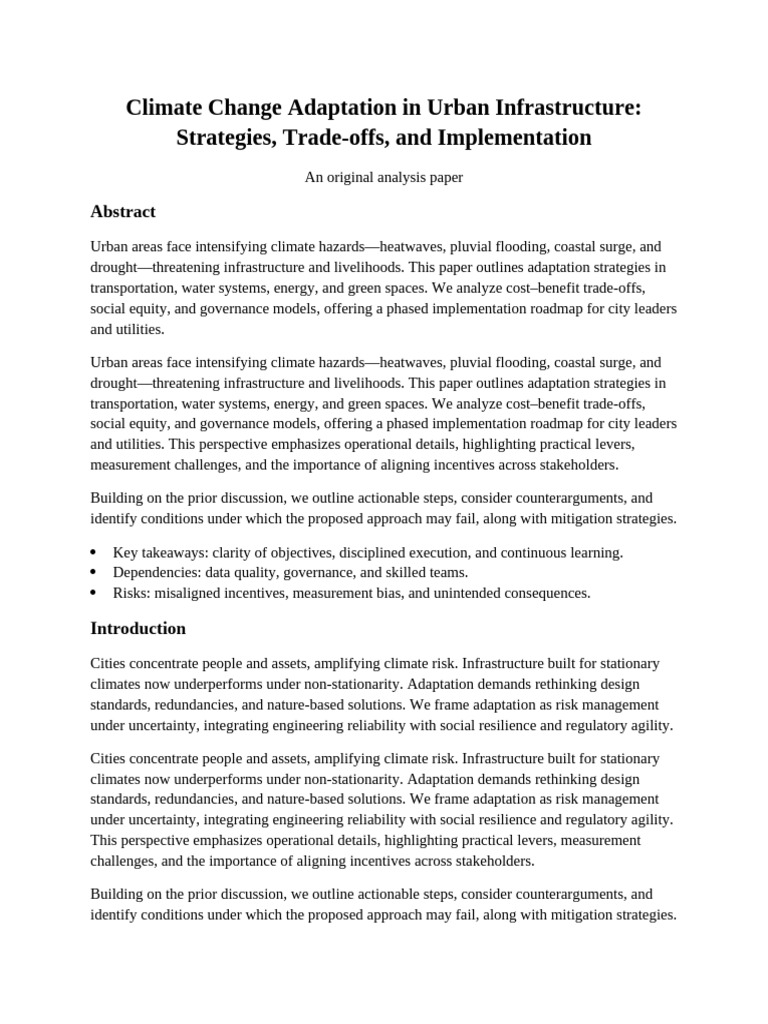 Urban Climate Adaptation Strategies | PDF | Climate Resilience | Risk