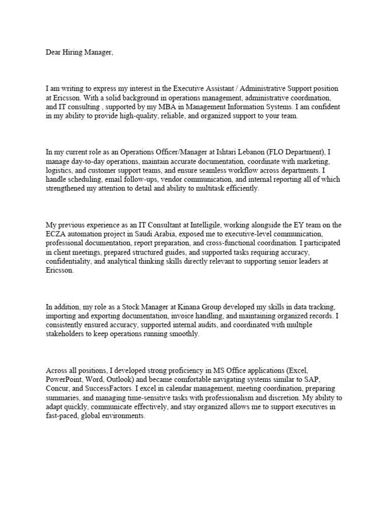 Executive Assistant Application for Ericsson | PDF