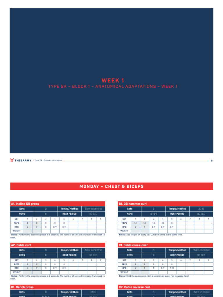 Type 2A Weekly Workout Plan | PDF | Strength Training | Weight Training