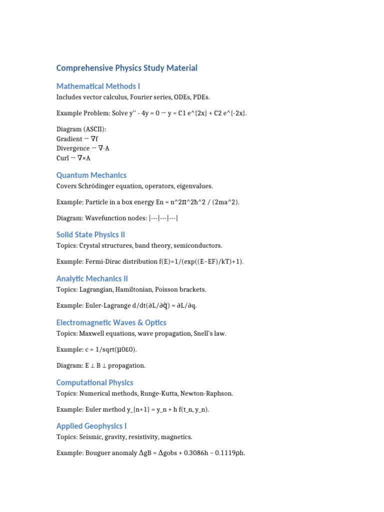 Physics Study Guide and Timetable | PDF