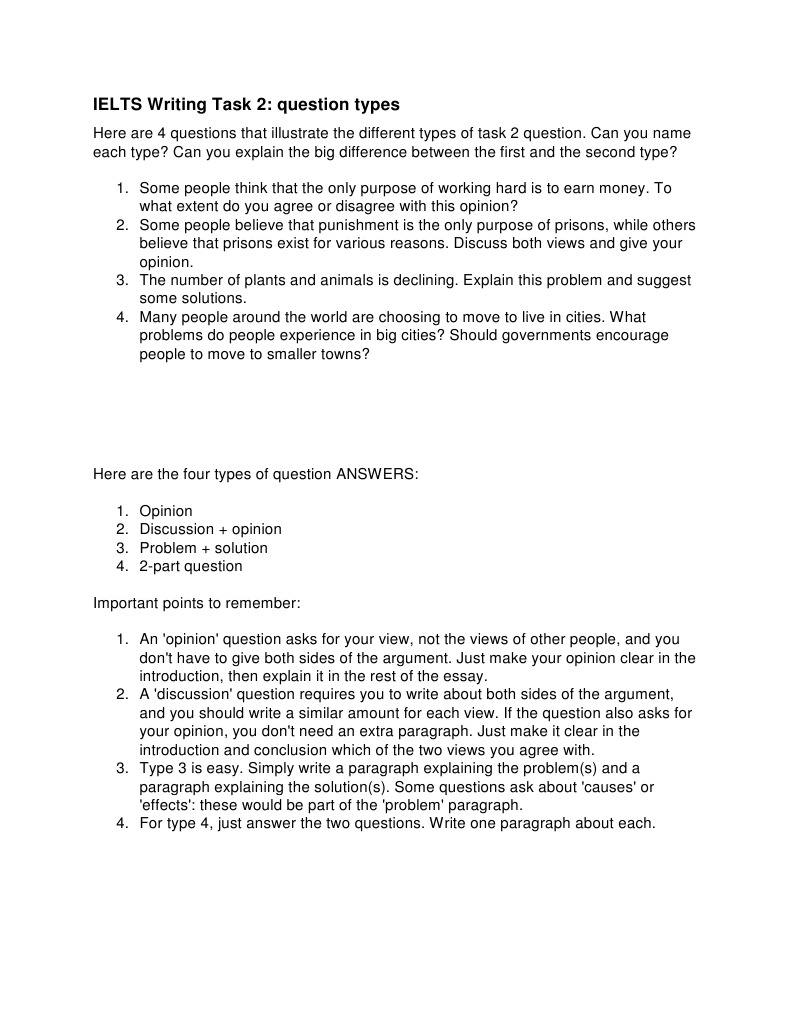 IELTS Writing Task 2 Questions Types PDF Opinion Question