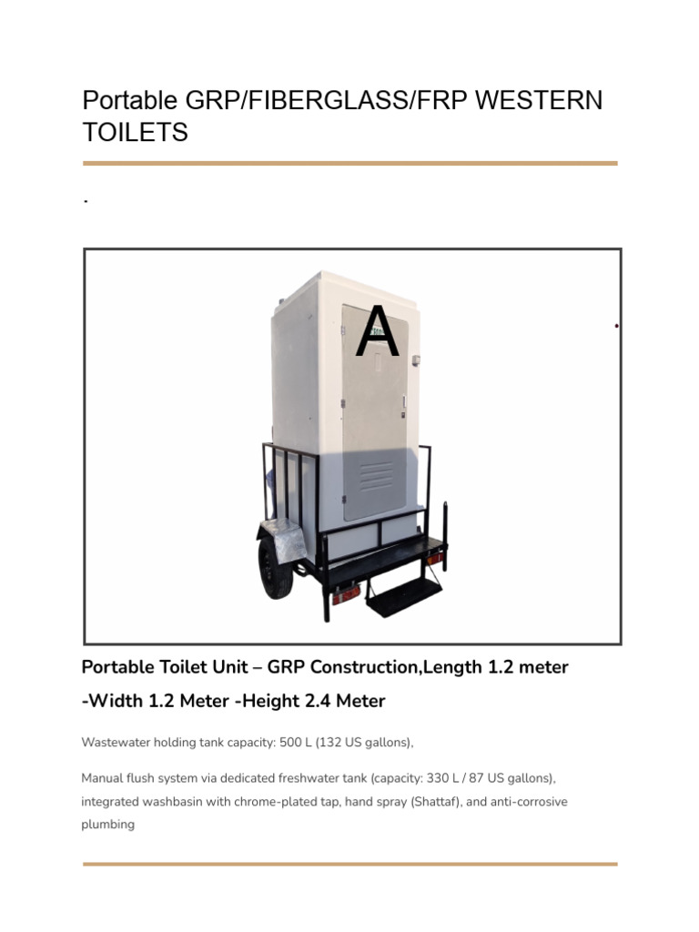 Portable GRP/FRP Toilets for Various Uses | PDF | Fiberglass | Toilet