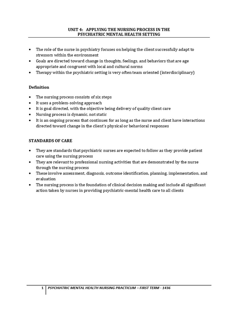 Unit 4 | PDF | Psychiatry | Mental Health