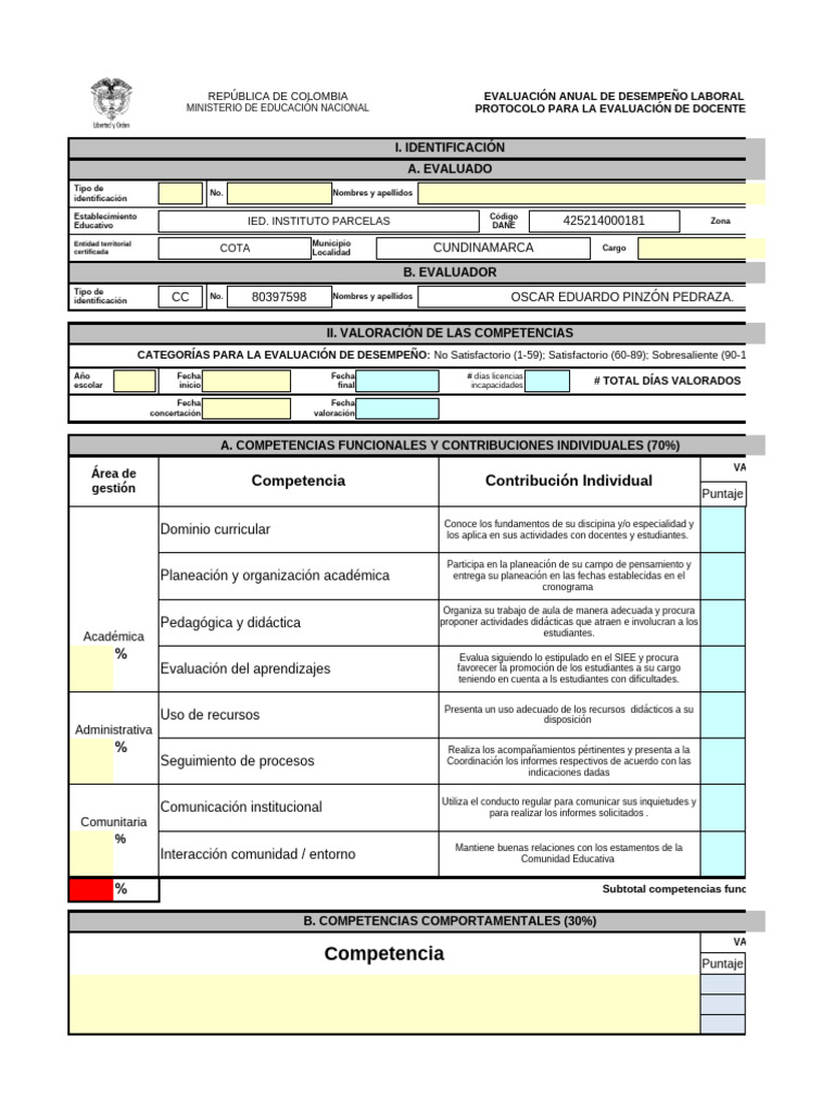 Evaluación Anual de Desempeño Docente | PDF