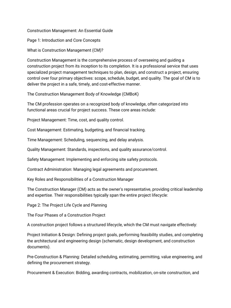 Essential Guide to Construction Management | PDF | Construction ...