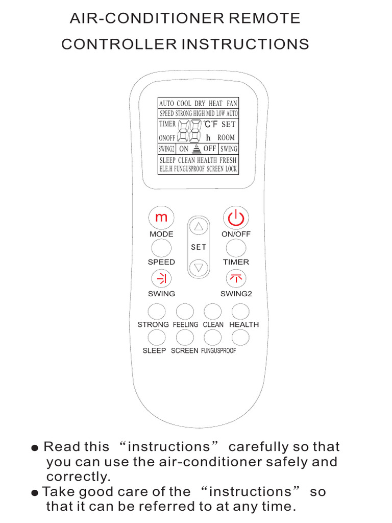 Air Conditioner Remote Control Guide | PDF | Air Conditioning | Wound