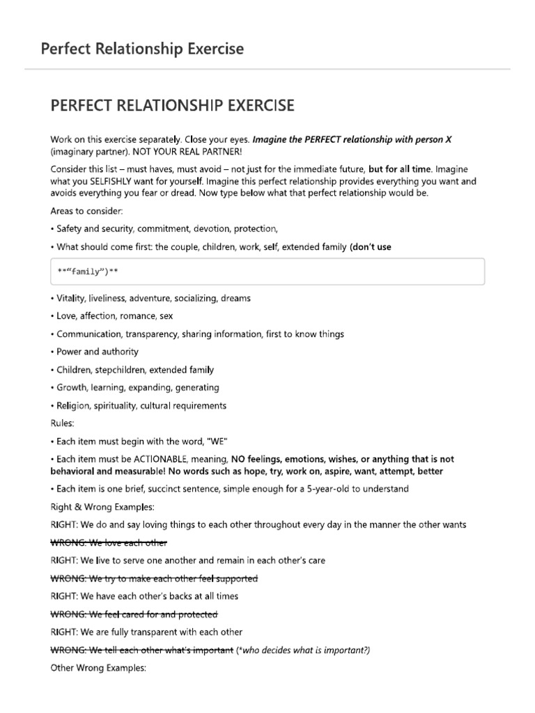 Perfect Relationship Exercise PDF