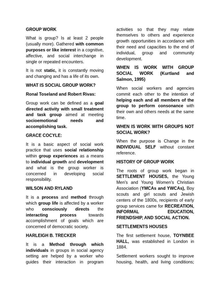 Understanding Group Work in Social Work | PDF | Psychotherapy ...