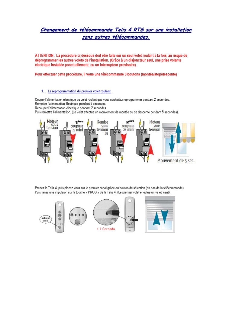 Reprogrammation Telis 4 RTS Volets Roulants | PDF | Conception ...