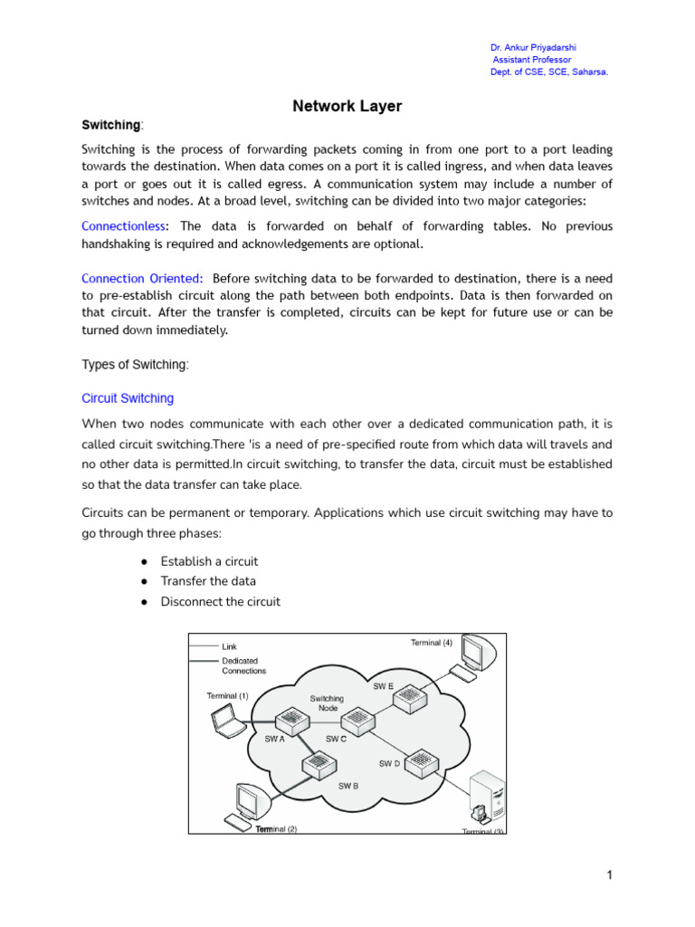 Network Layer Switching Explained | PDF | Ip Address | Computer Network