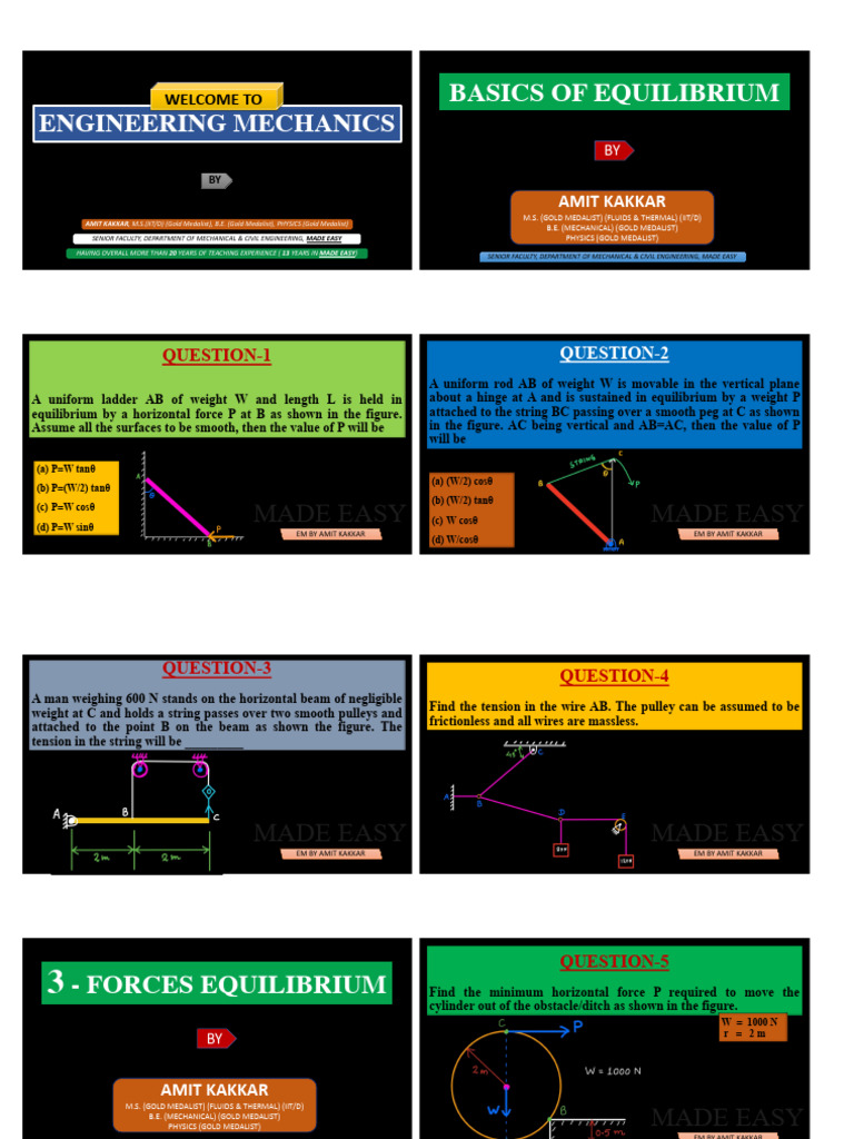 Engineering Mechanics Questions & Solutions | PDF | Force | Tension ...