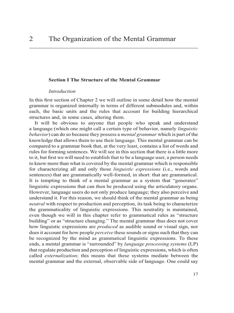 The Organization of Mental Grammar | PDF | Phoneme | Syllable