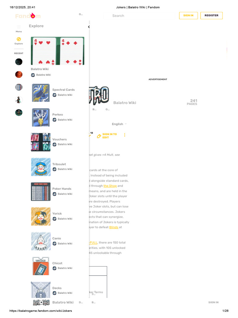 Balatro Game: Joker Card Guide | PDF | Ephemera | Games Of Chance