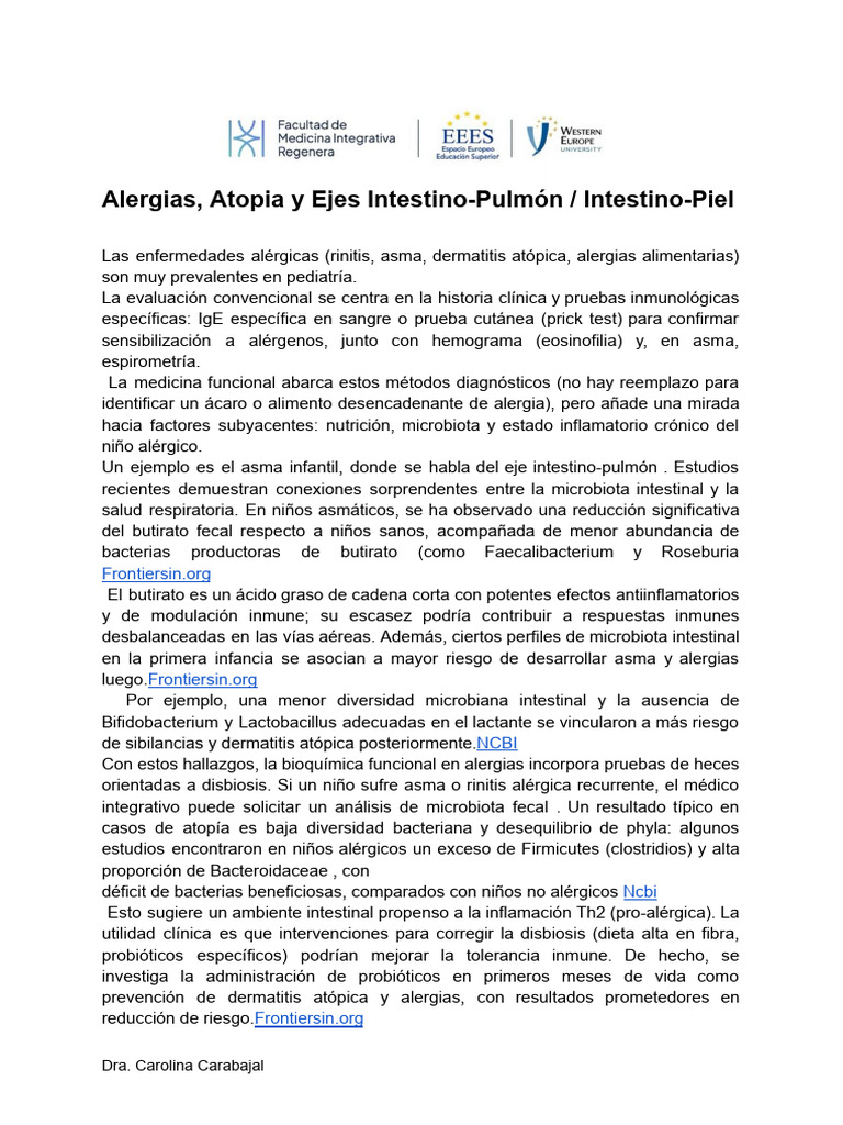 Alergias, Atopia y Ejes Intestino-Pulmón _ Intestino-Piel | PDF ...