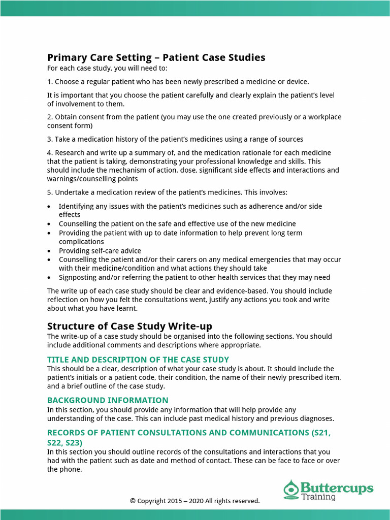 Primary Care Setting Instructions for Case Study (1) | PDF | Public ...