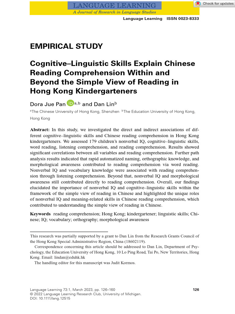 【2】Language Learning - 2022 - Pan - Cognitive Linguistic Skills Explain ...