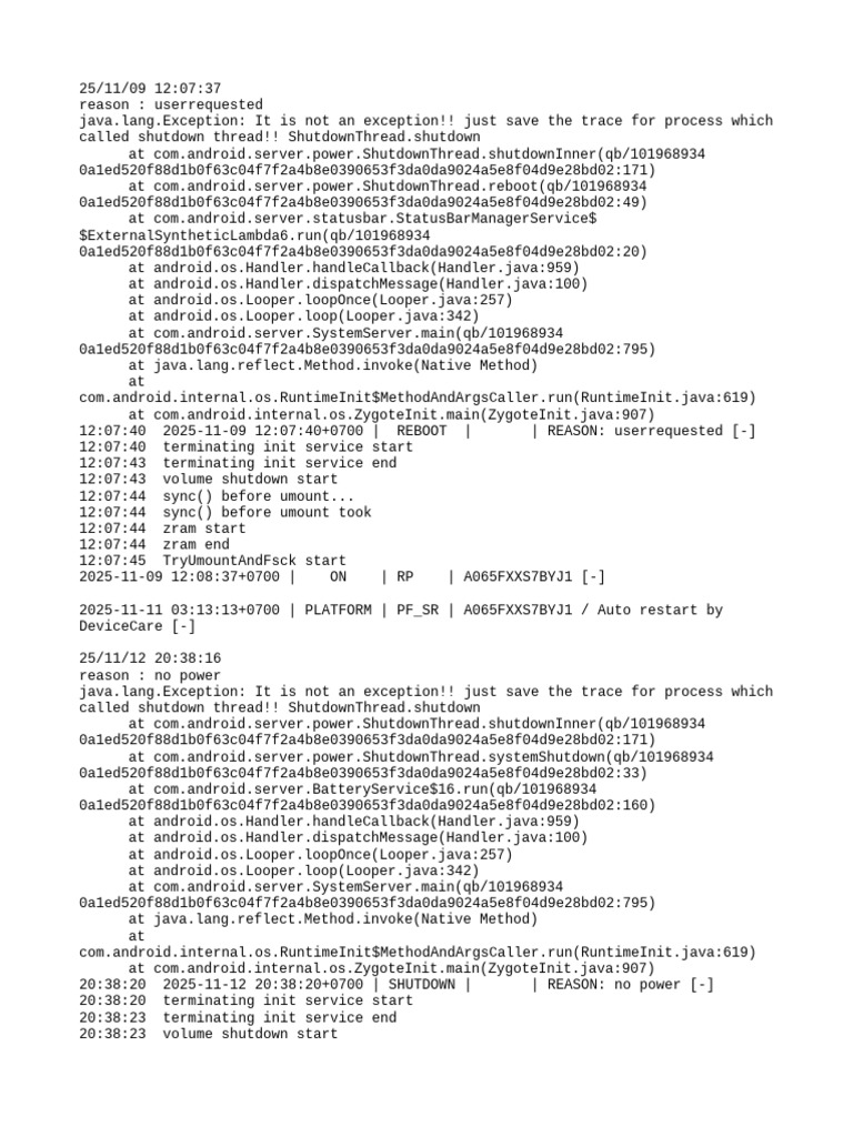 Android Shutdown and Reboot Logs | PDF | System Software | Operating ...