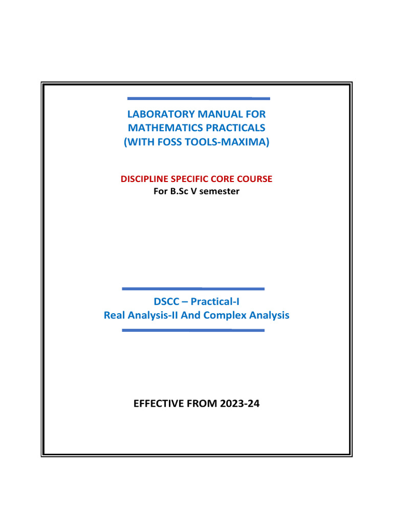 Mathematics Practicals Manual for B.Sc | PDF
