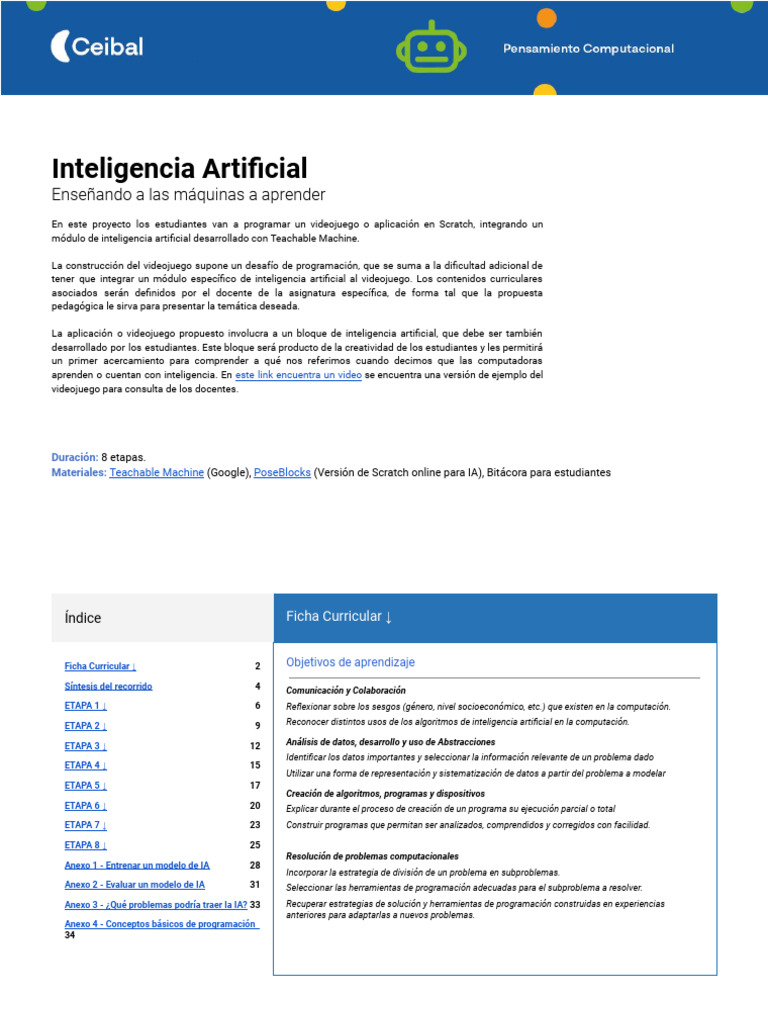Proyecto de IA en Scratch para Estudiantes | PDF | Inteligencia ...