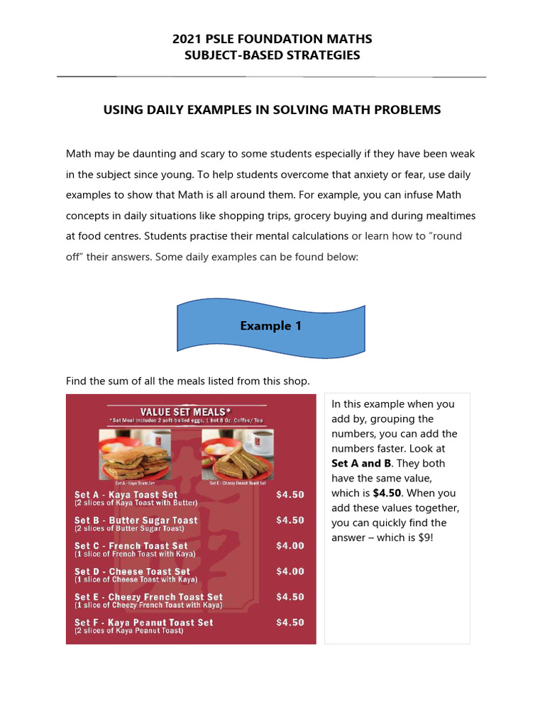 PSLE Foundation Maths Strategies Guide | PDF