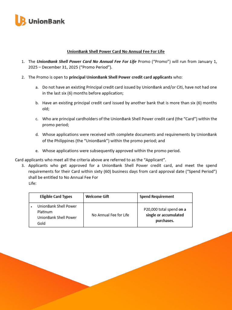 UnionBank Shell Power Card Promo 2025 | PDF | Credit Card | Payments