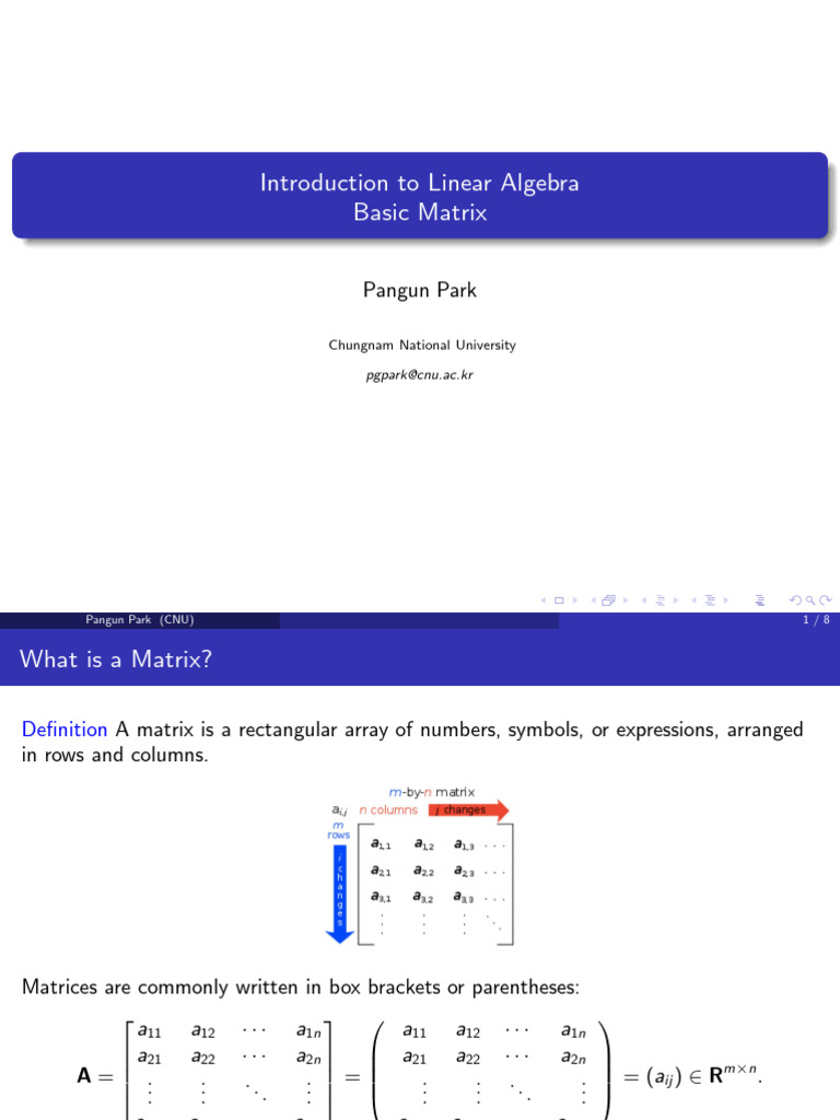 Lecture 4 | PDF | Matrix (Mathematics) | Algebra