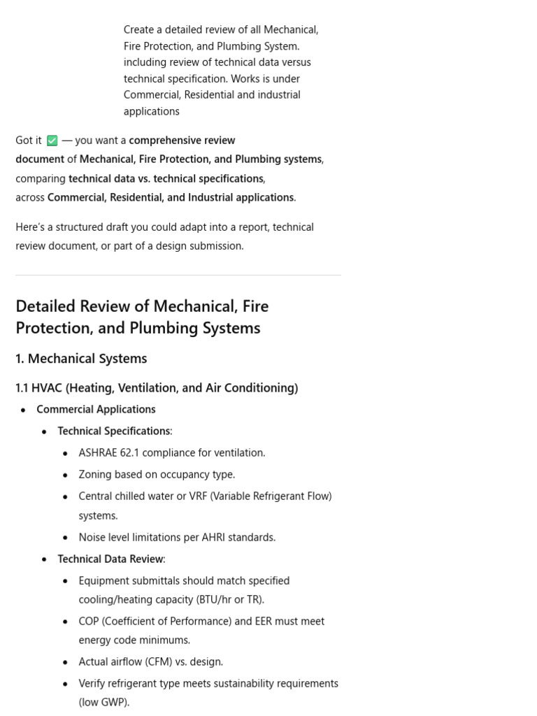 Review of Mechanical & Fire Systems | PDF | Building Engineering ...
