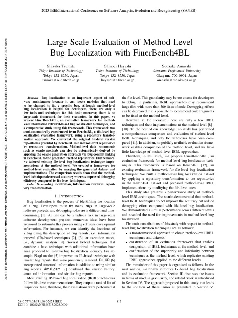Method-Level Bug Localization Framework | PDF | Software Bug | Java ...