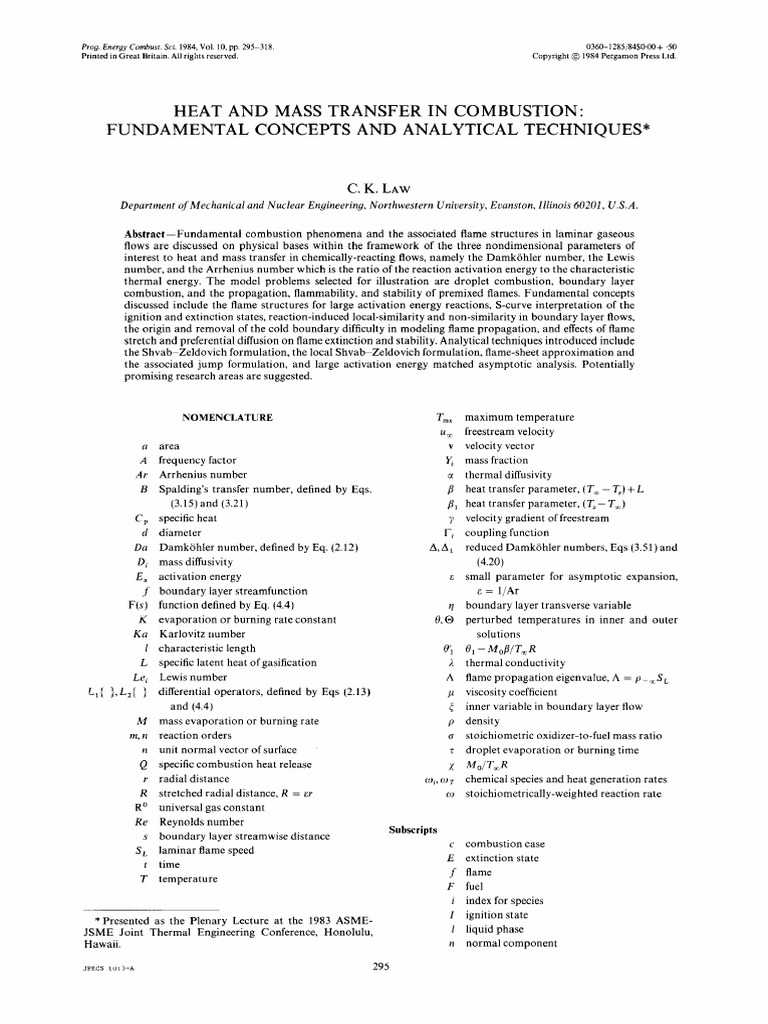 Heat and Mass Transfer in Combustion | PDF | Combustion | Reaction Rate