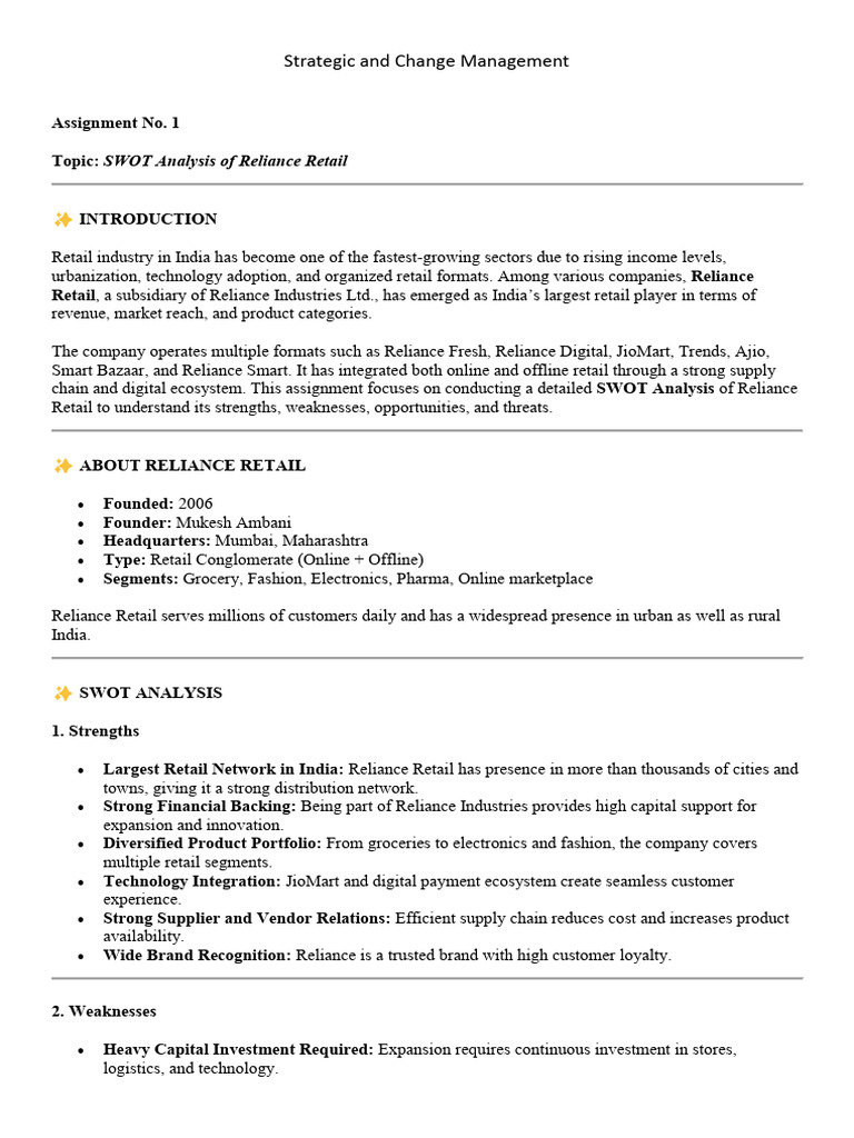 Assignmnet_Strategic and Change Management | PDF | E Commerce | Retail