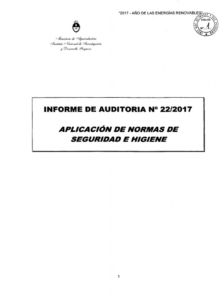 Informe de Auditoría: Seguridad e Higiene | PDF | Seguridad y salud ...