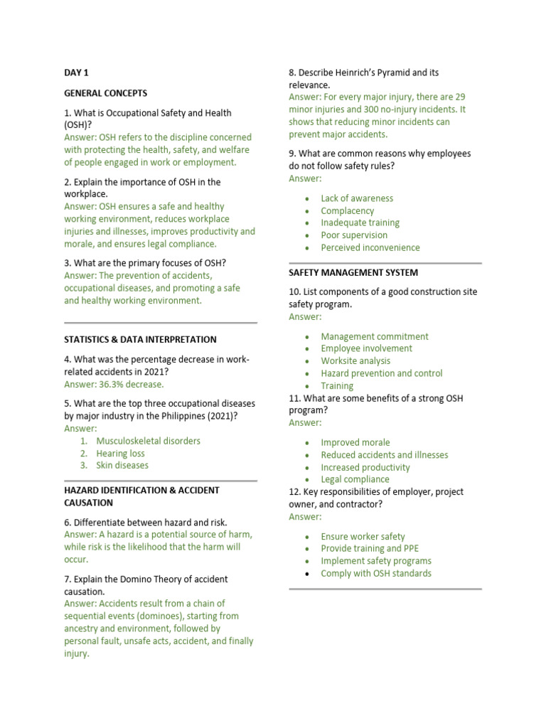 Cosh Reviewer | PDF | Occupational Safety And Health | Personal ...