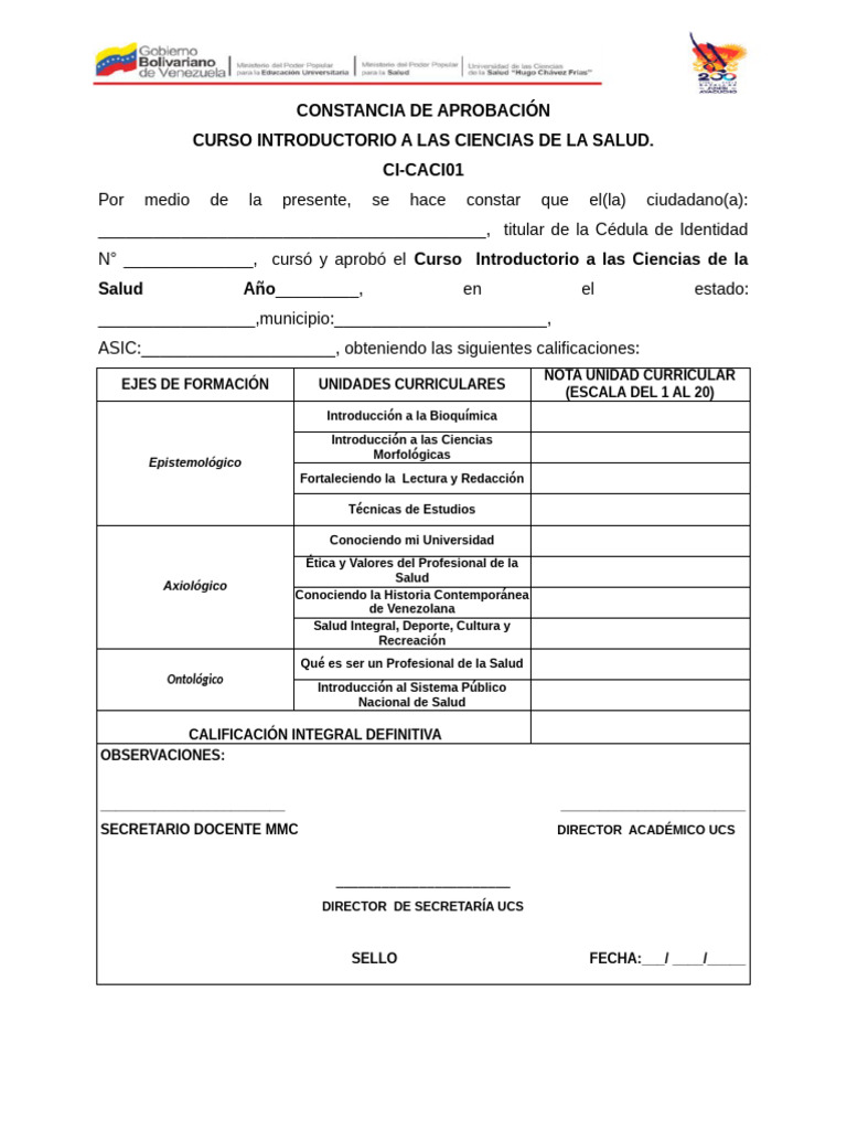 Planilla Notas Cics 2025 Ci-caci01 (1) | PDF
