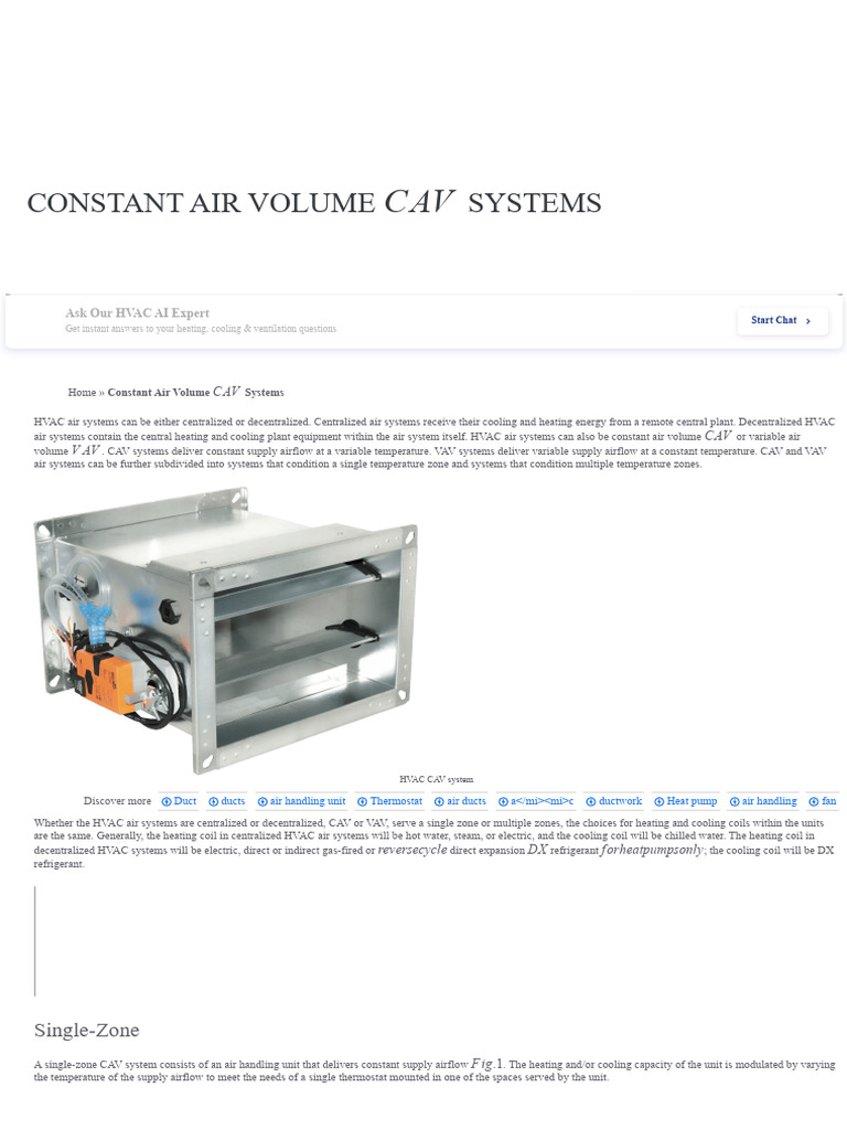 Understanding Constant Air Volume Systems | PDF | Duct (Flow) | Air ...
