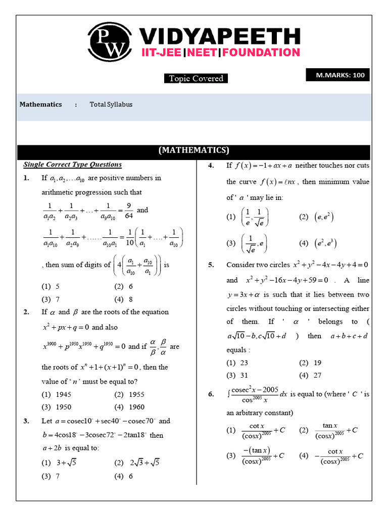 Maths Full Syllabus Test | PDF | Geometry | Mathematical Physics