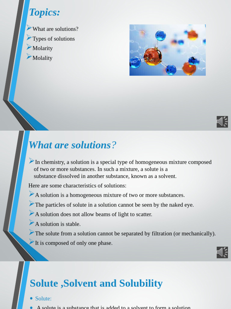 Understanding Solutions: Types & Molarity | PDF | Solubility | Mixture