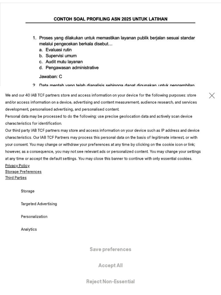 Contoh Soal Profiling ASN 2025 | PDF